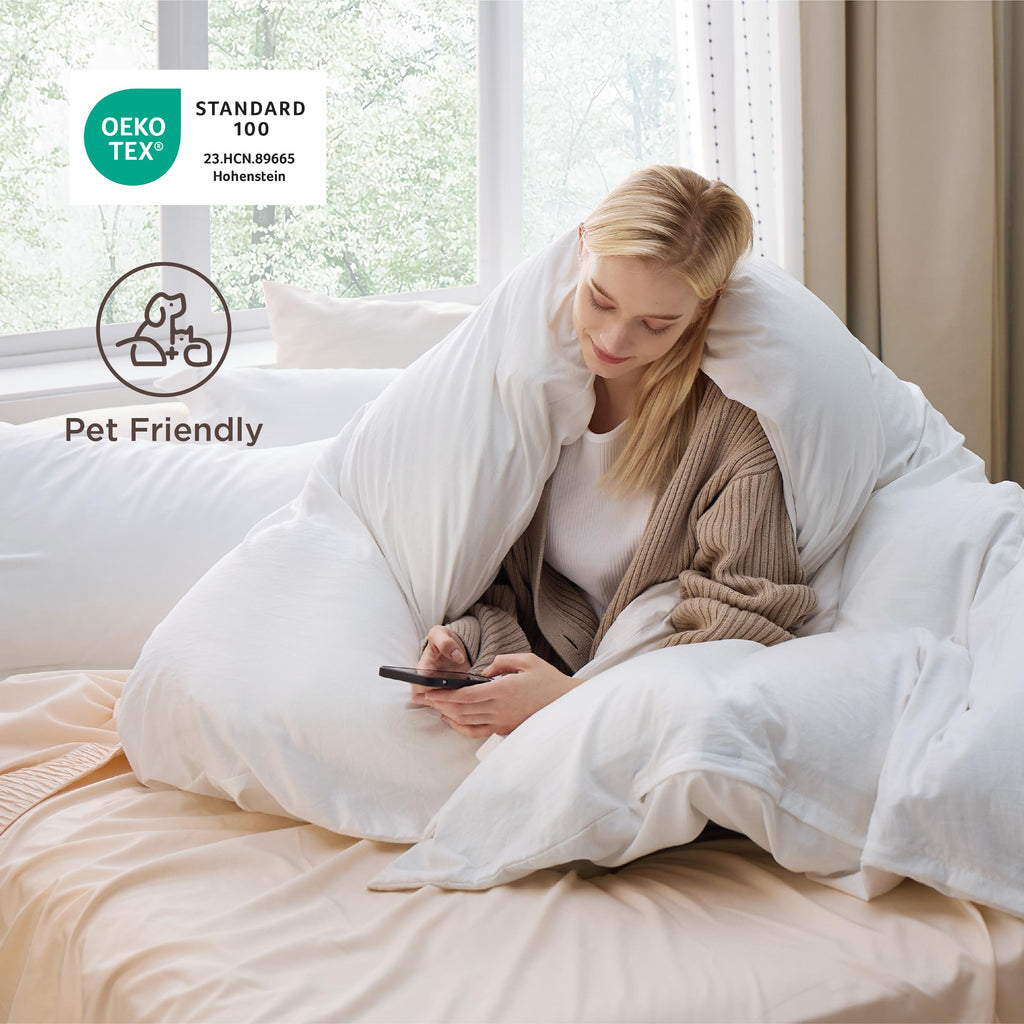 Bedsure White Duvet Cover Queen - 3Pcs Prewashed Soft Bedding Set