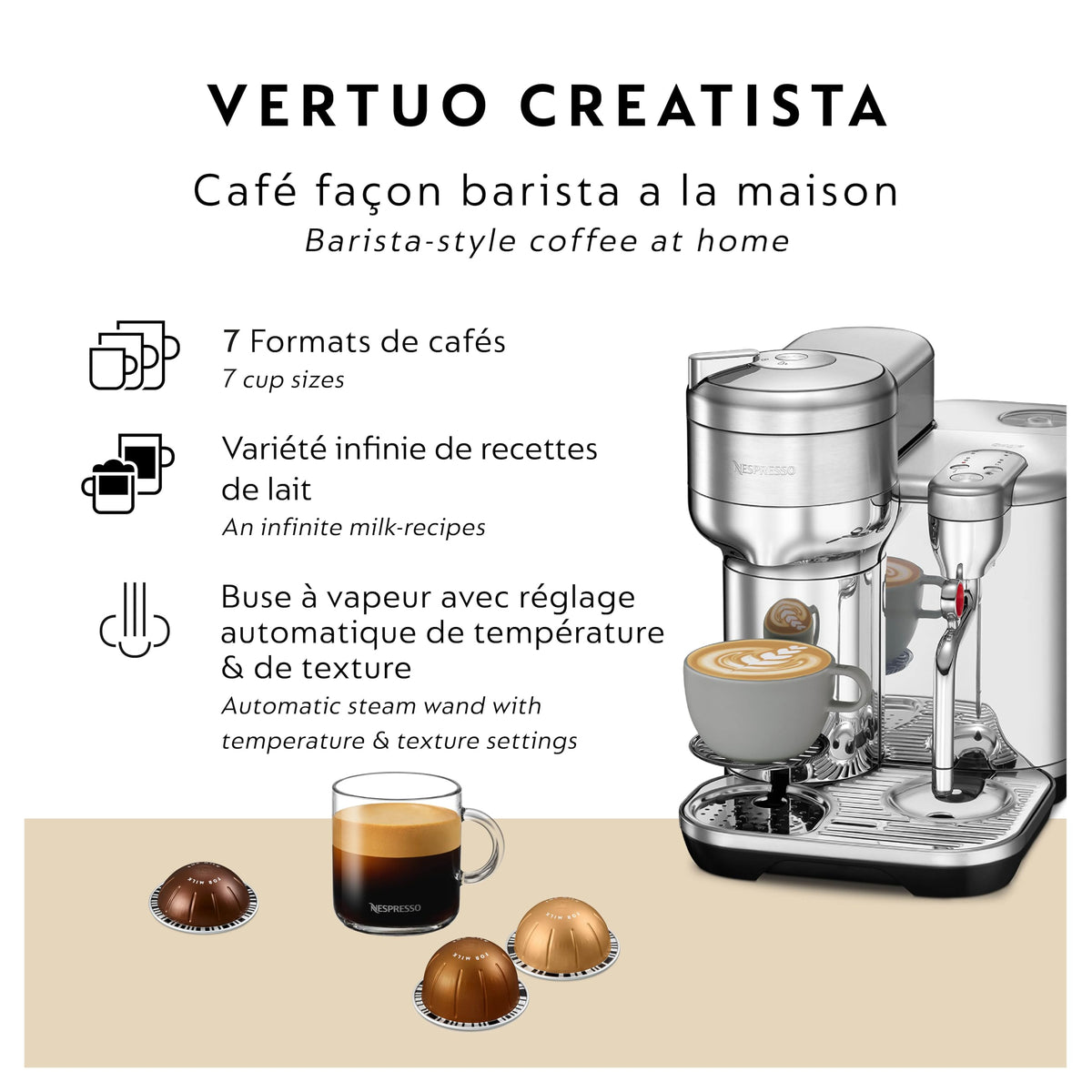 Nespresso Vertuo Creatista Pod Coffee & Espresso Machine Stainless Steel