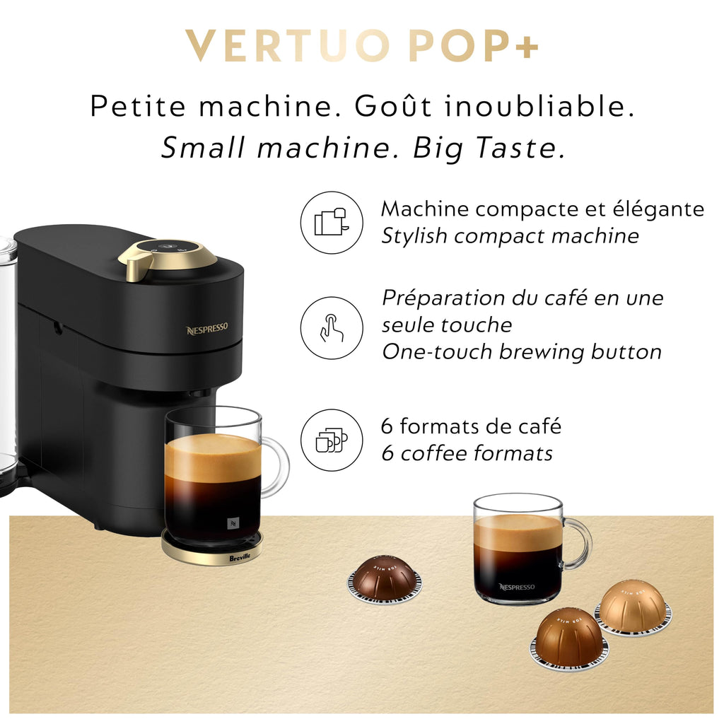 Nespresso Vertuo Pop+ Deluxe Pod Coffee & Espresso Machine Black & Gold