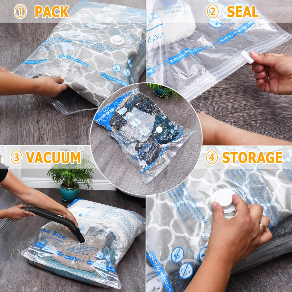 Vacuum Storage Bags 7 Jumbo, Space Saver Sealer Bags,Plastic Packaging Bags,Compression Bags for Clothes, Pillows, Comforters, Blankets, Bedding