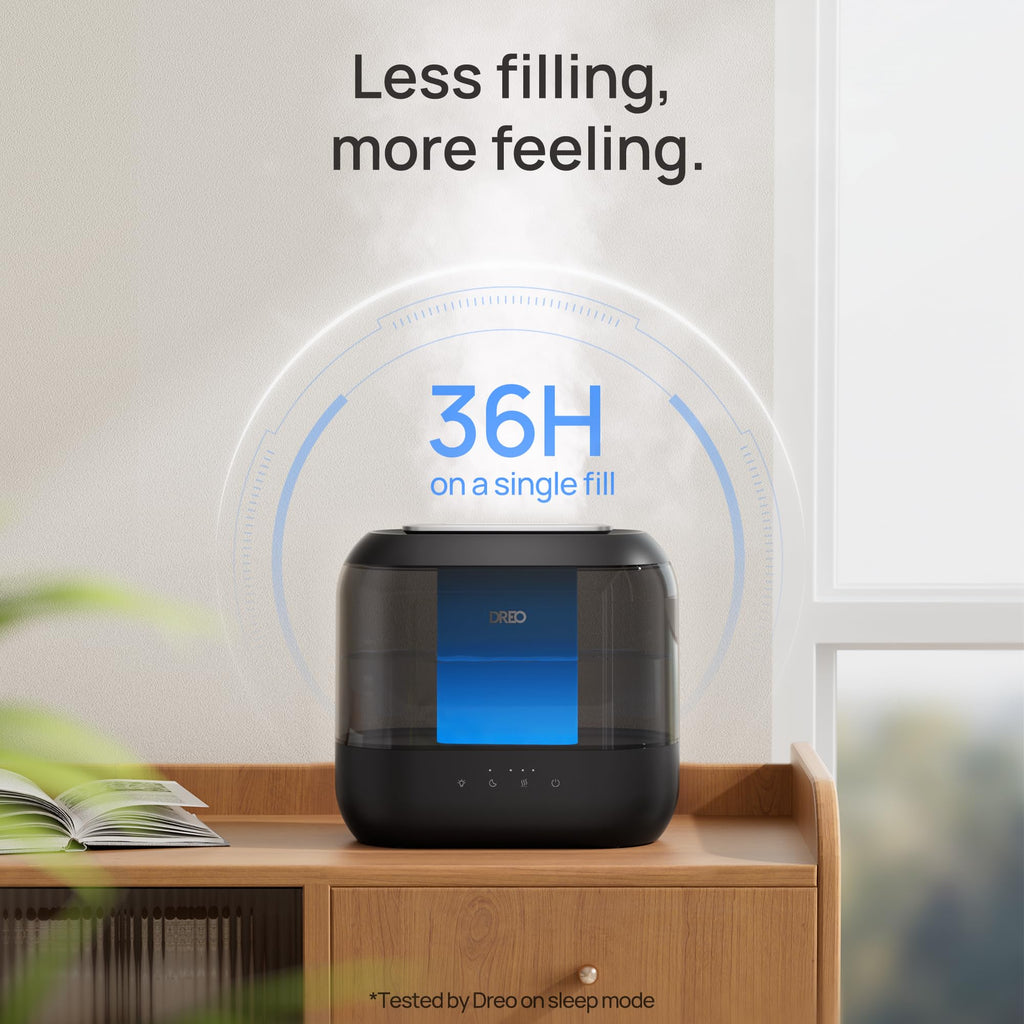 DREO Humidifiers for Bedroom 4L Top Fill Cool Wide Mist Outlet 36H Lasting