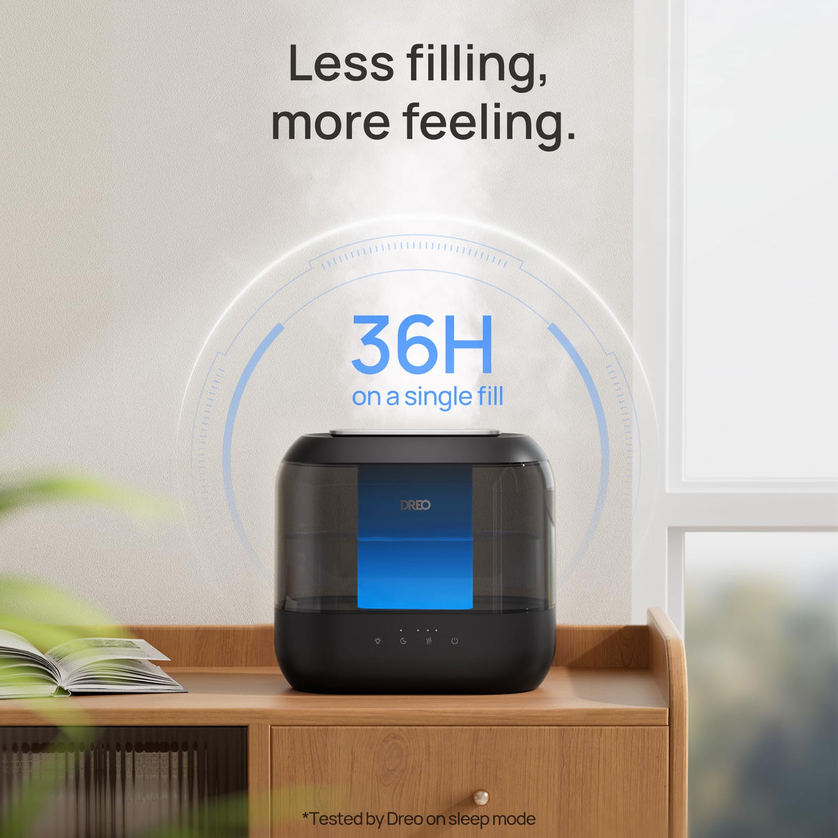 DREO Humidifiers for Bedroom 4L Top Fill Cool Wide Mist Outlet 36H Lasting