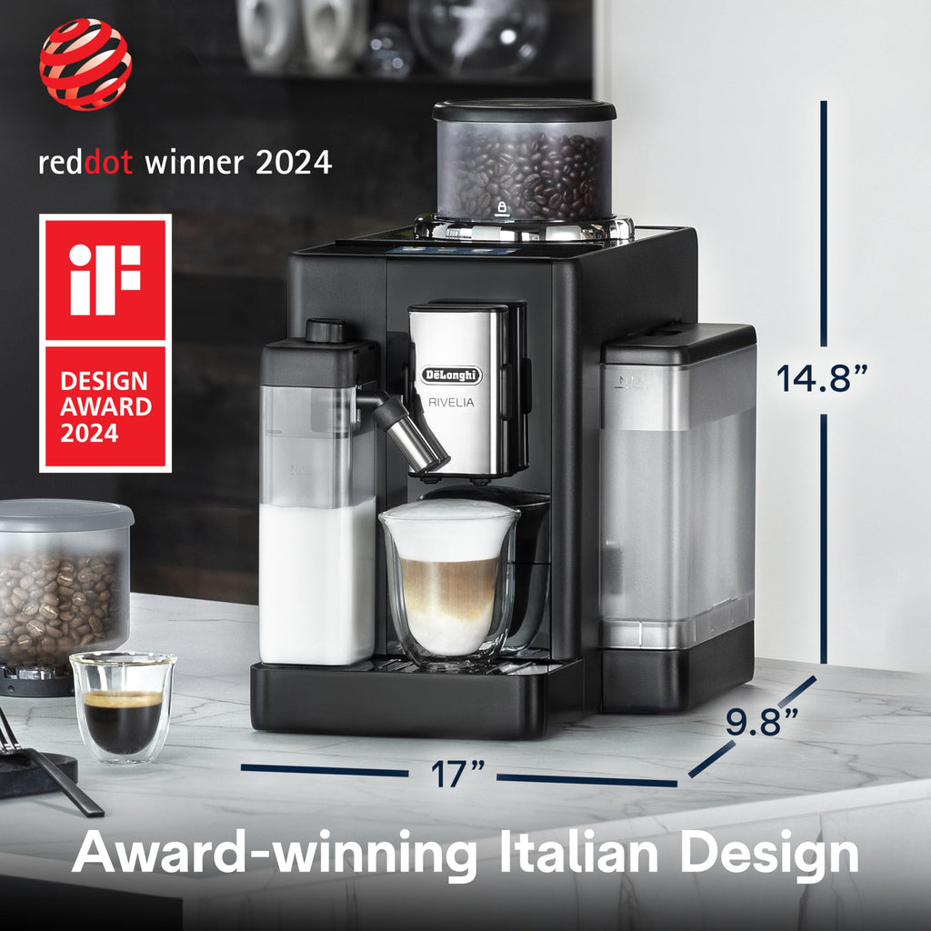 De'Longhi Rivelia Automatic Espresso Machine, Milk Frother, Black