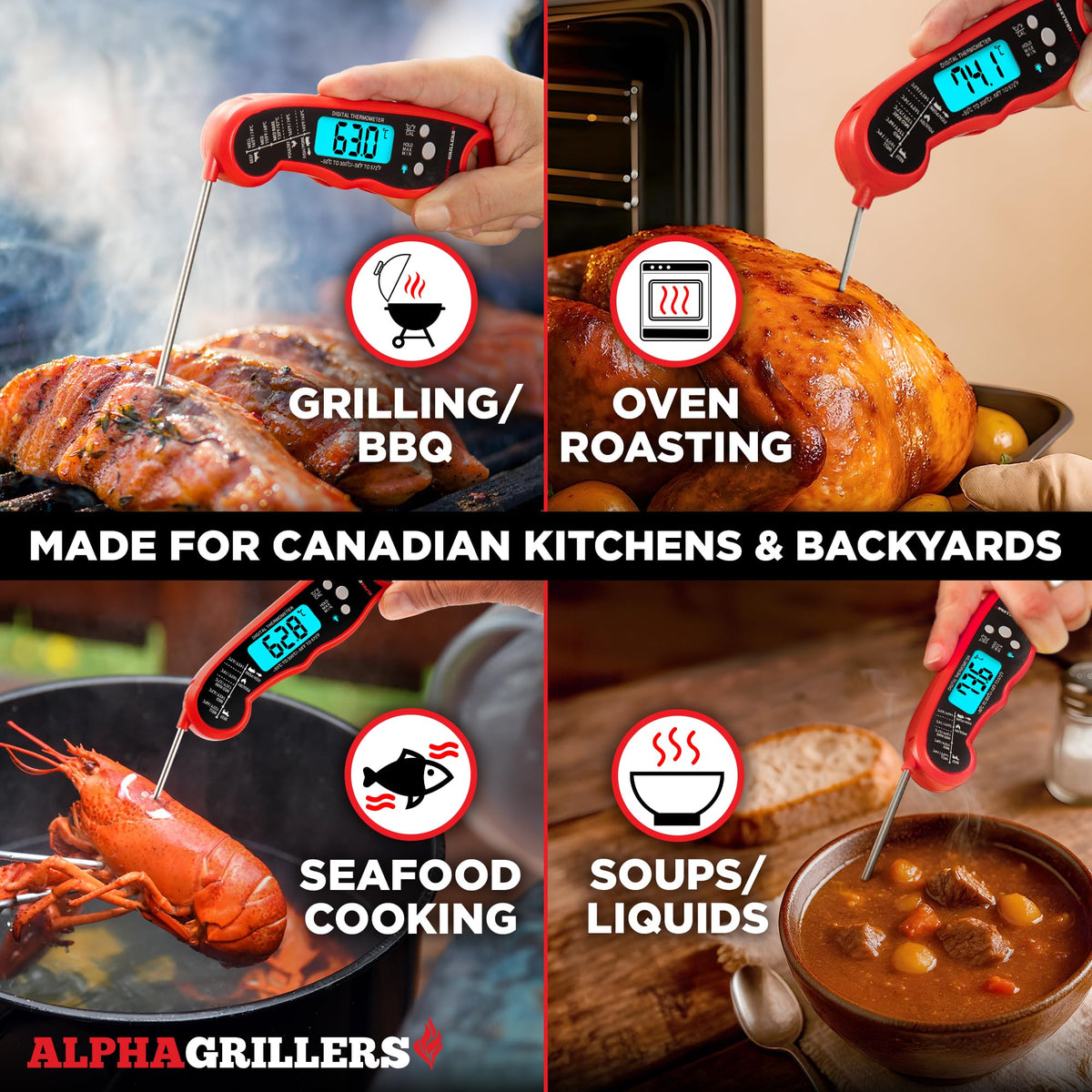 Alpha Grillers Meat Thermometer Digital – Instant Read Food Thermometer