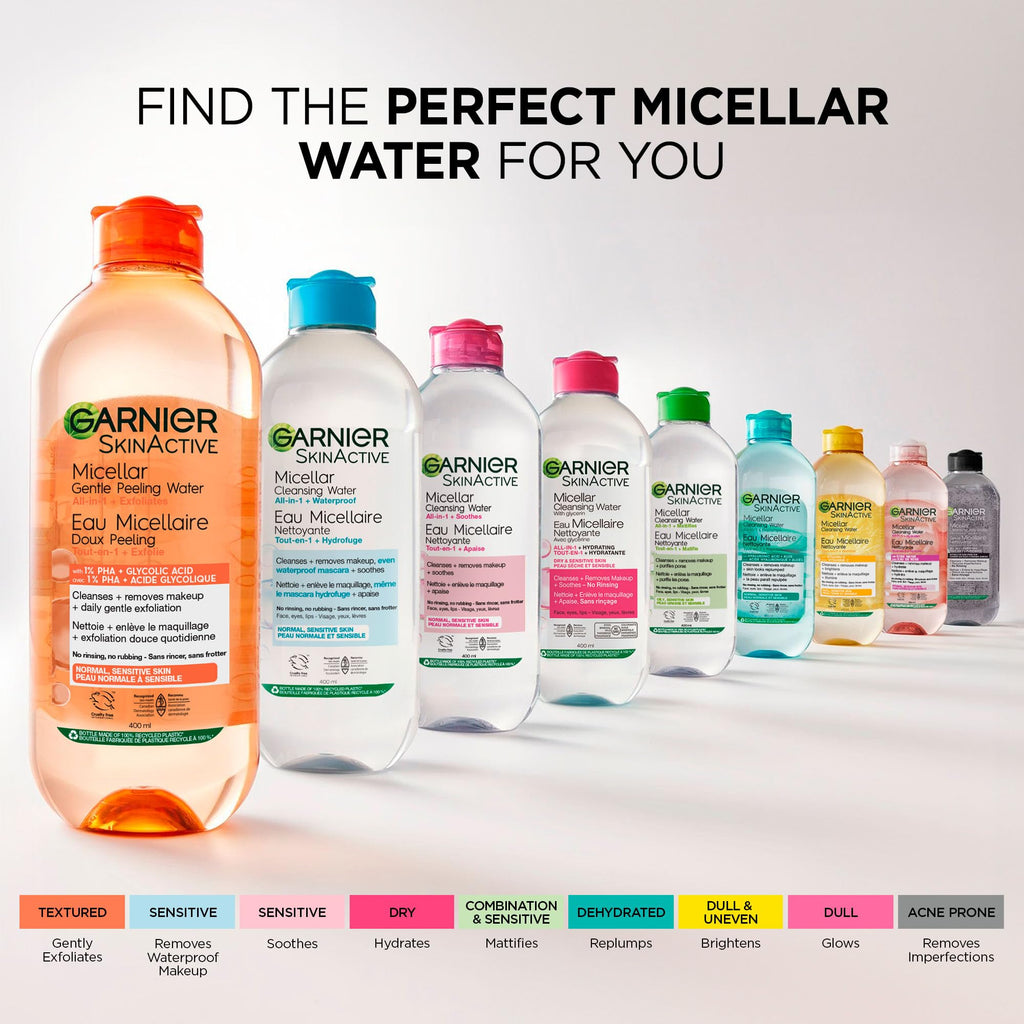 Garnier Micellar Water, Gentle and Hydrating Facial Cleanser & Makeup Remover, Suitable for Sensitive Skin, Vegan, Cruelty Free, Fragrance Free, 700ml