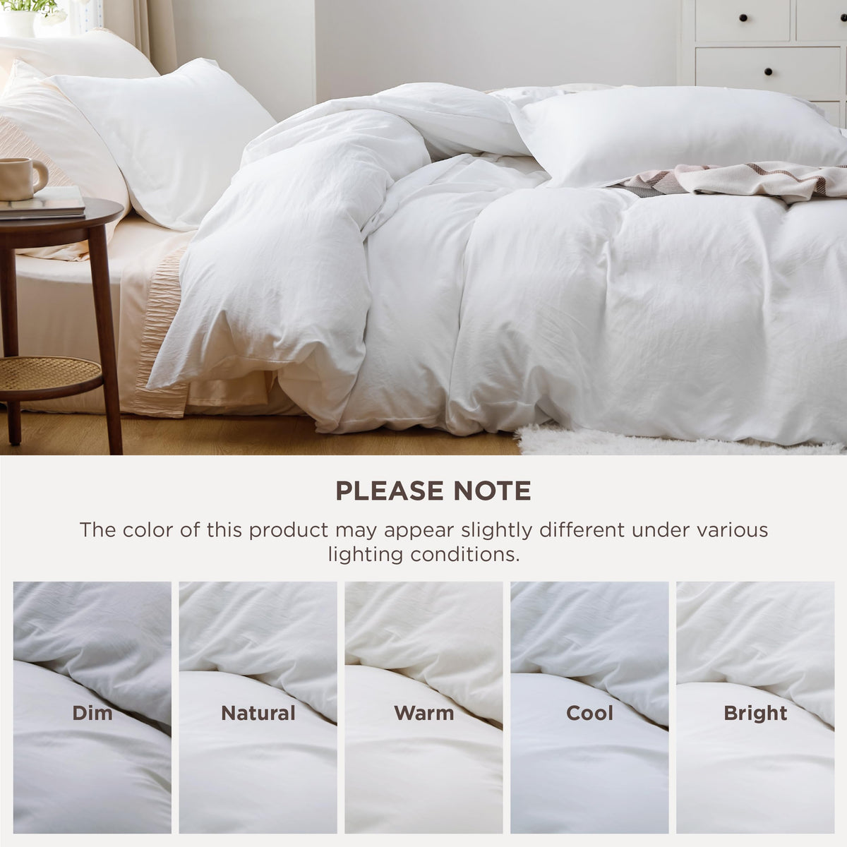 Bedsure White Duvet Cover Queen - 3Pcs Prewashed Soft Bedding Set