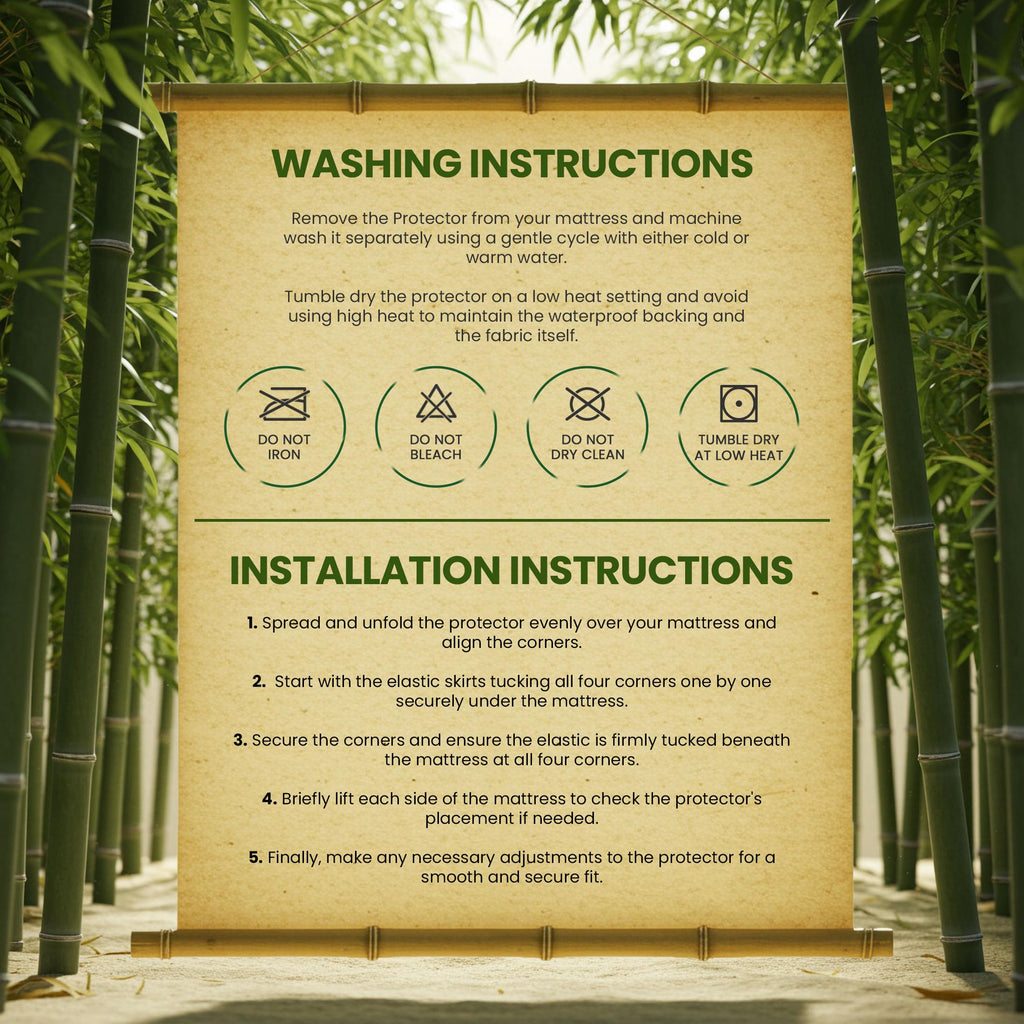 Bamboo Viscose Waterproof Mattress Protector Queen Size, fits 17" deep