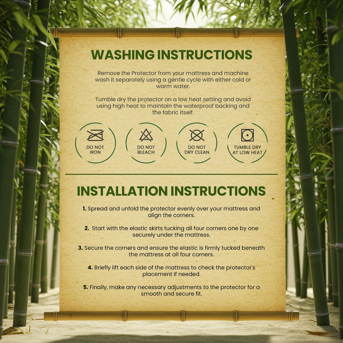 Bamboo Viscose Waterproof Mattress Protector Queen Size, fits 17" deep