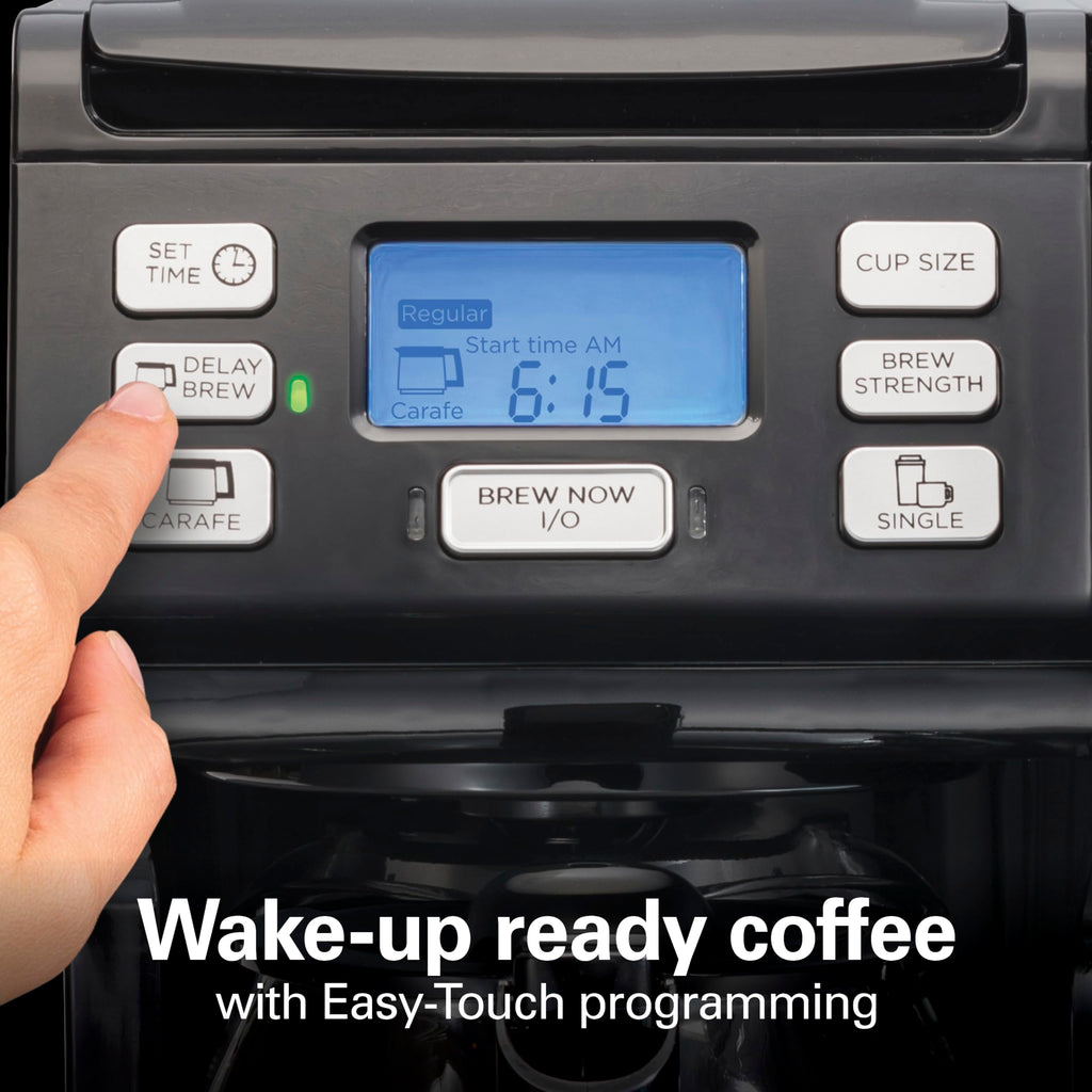 Hamilton Beach FlexBrew Trio Coffee Maker, Single Serve Pod & Grounds + 12 Cup Drip Coffee Maker, Fast Brewing, Programmable, 56 oz Removable Reservoir, Black (49902JN)