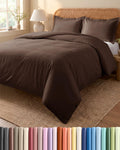 Duvet Cover Queen Size - Extra Soft 3 Piece Set with Zipper Closure - Brown