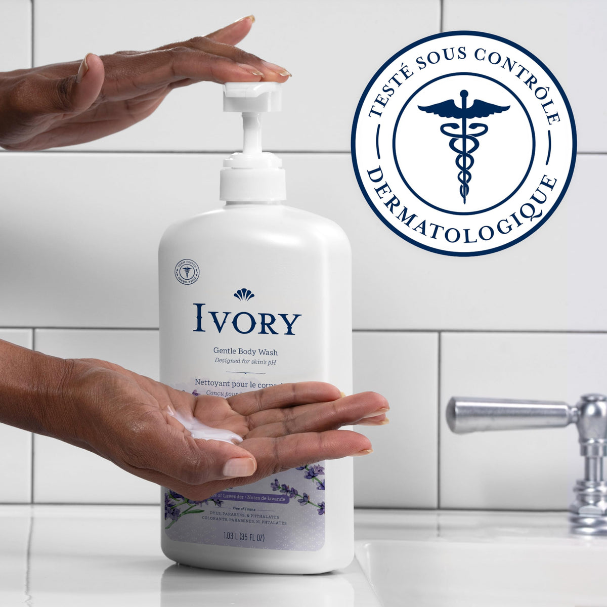 Ivory Gentle Body Wash, Notes of Lavender, 1.03 L