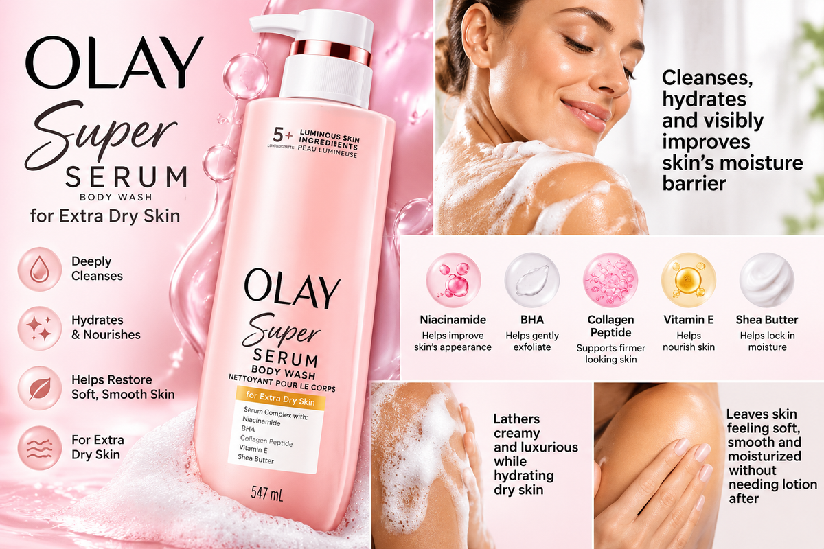 Olay Super Serum Body Wash for Extra Dry Skin – 547 mL