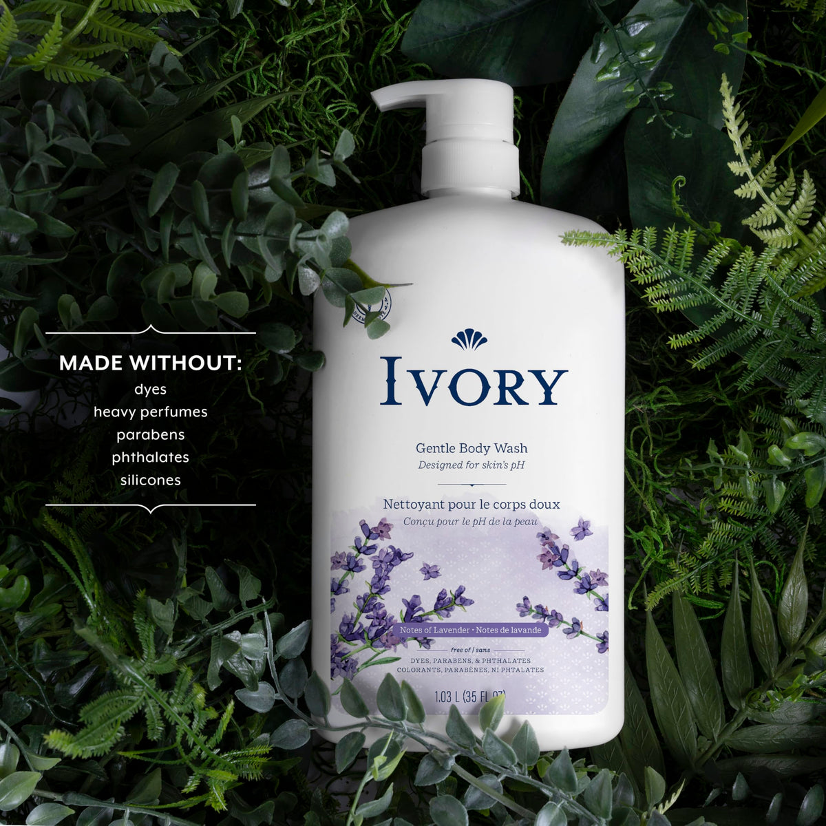 Ivory Gentle Body Wash, Notes of Lavender, 1.03 L
