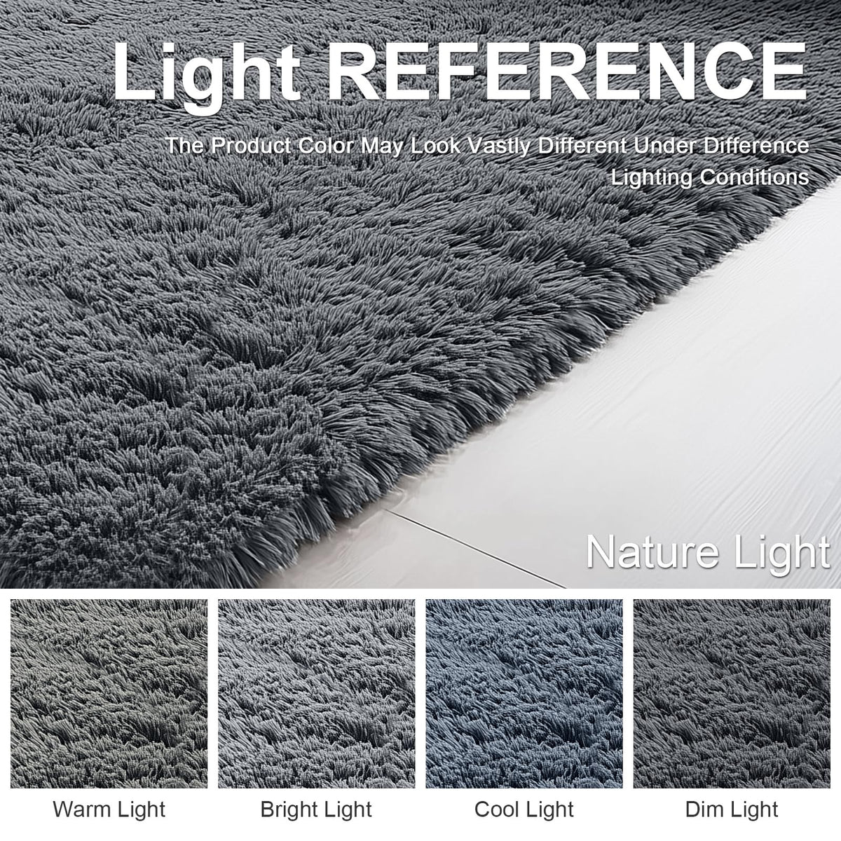 OLANLY 4x5.9 Fluffy Soft Area Rugs for Bedrooms Grey Washable Rug