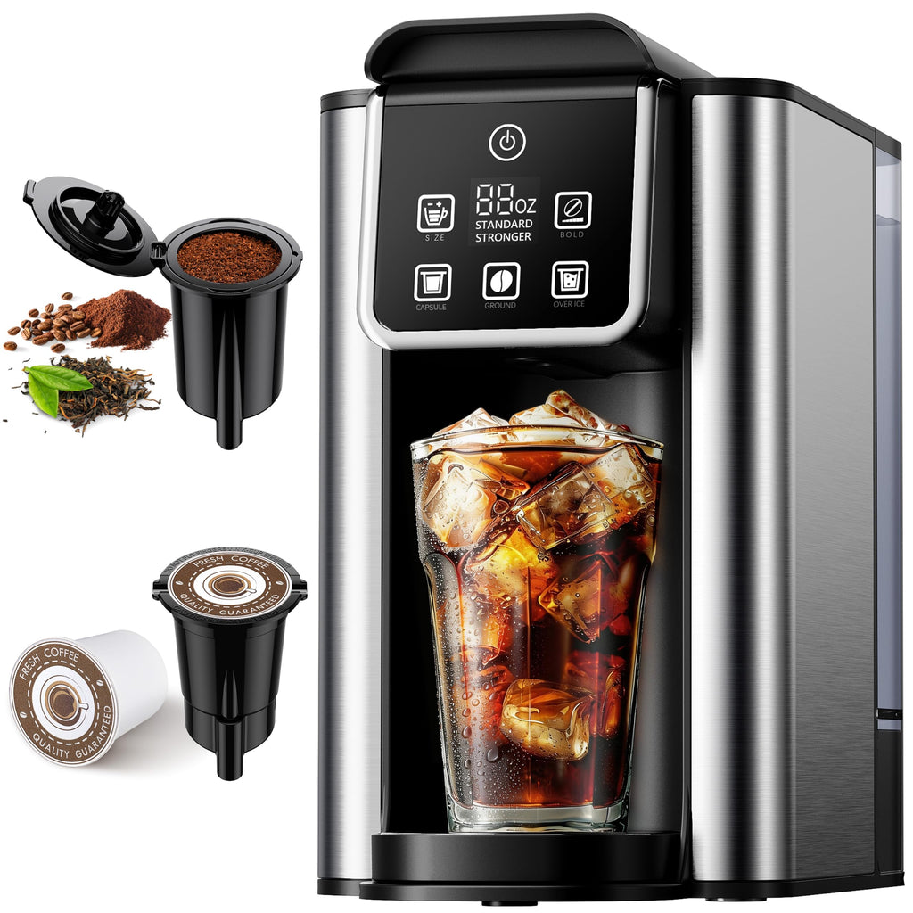 KIDISLE Hot & Iced Coffee Maker with Bold Brew, Single Serve Maker, Black