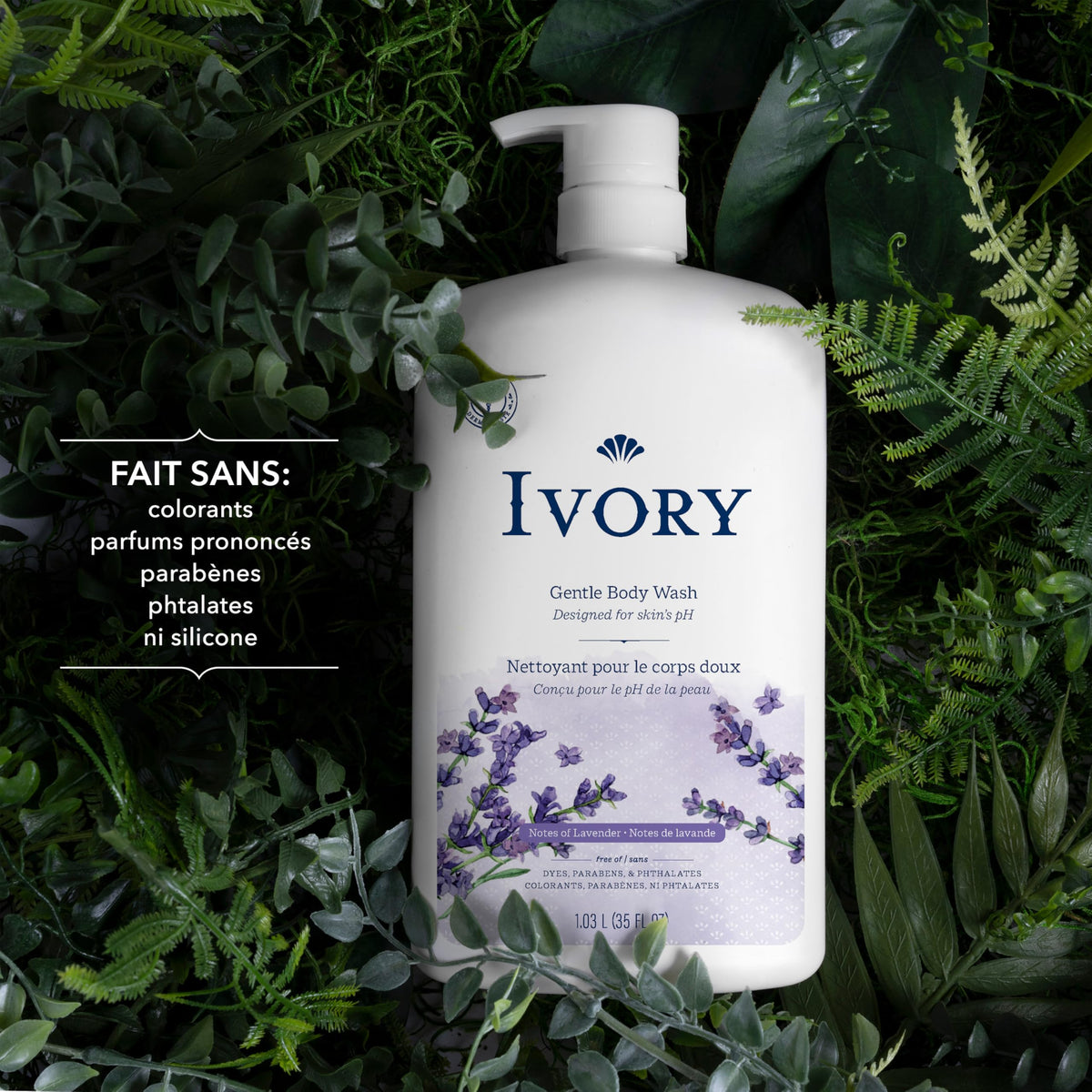 Ivory Gentle Body Wash, Notes of Lavender, 1.03 L