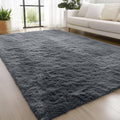 OLANLY 4x5.9 Fluffy Soft Area Rugs for Bedrooms Grey Washable Rug