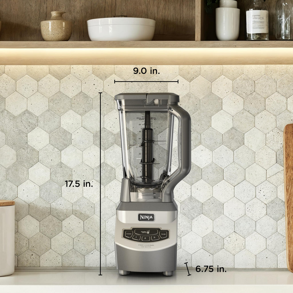Ninja BL660C Professional Countertop Blender with 1100-Watt Base, 72 Oz Total Crushing Pitcher and (2) 16 Oz Cups for Frozen Drinks and Smoothies, Silver/Gray, 1100W, (Canadian Version)