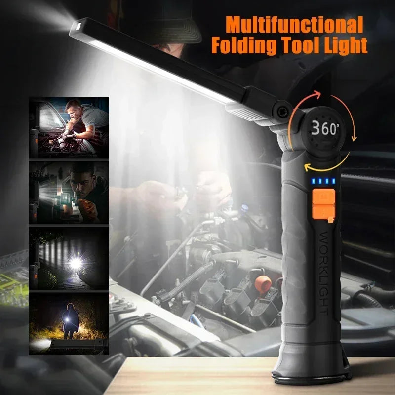 Rechargeable LED Flashlight Work Light- Magnetic & Adjustable