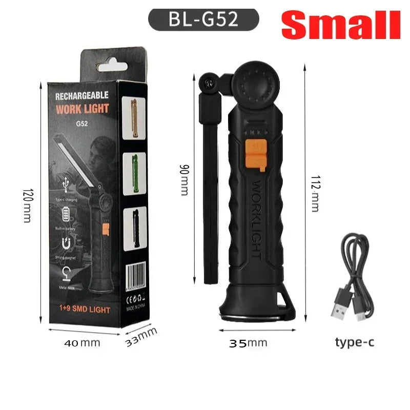 Rechargeable LED Flashlight Work Light- Magnetic & Adjustable