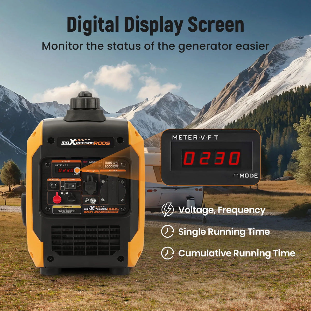 MAXPEEDINGRODS 2000W Inverter Generator Portable Generator Silent Camp Portable Power Generator for RV