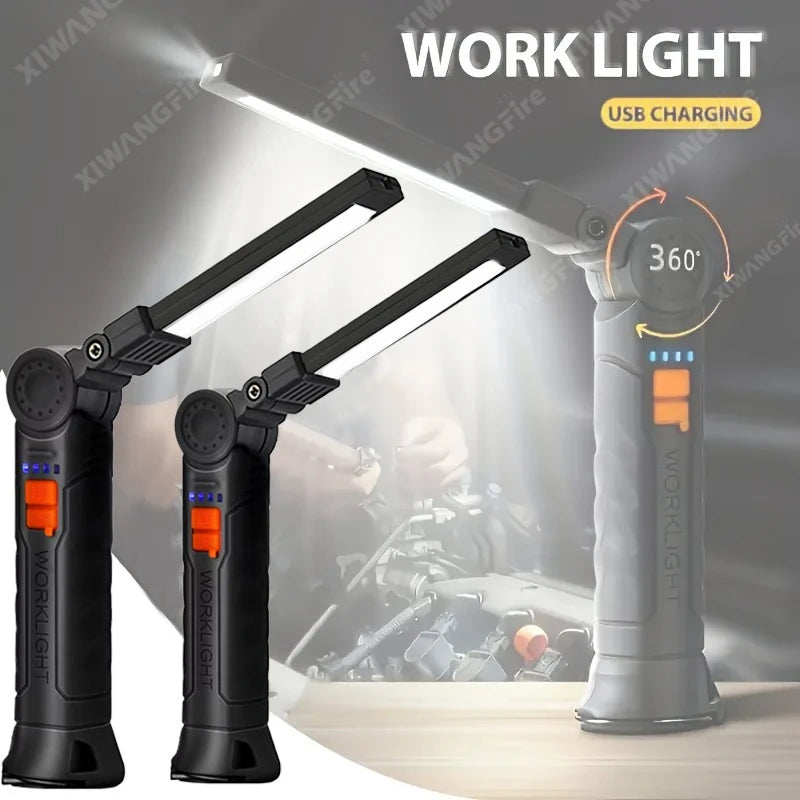 Rechargeable LED Flashlight Work Light- Magnetic & Adjustable